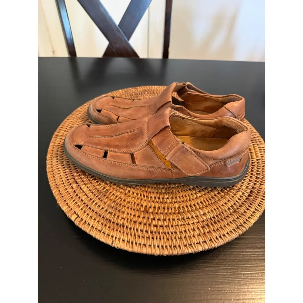 Pikolinos Mens Brown Leather Fisherman Sandals Closed Toe Hook Loop Size 42